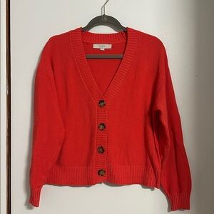 LOFT Orange Button-Up Cardigan